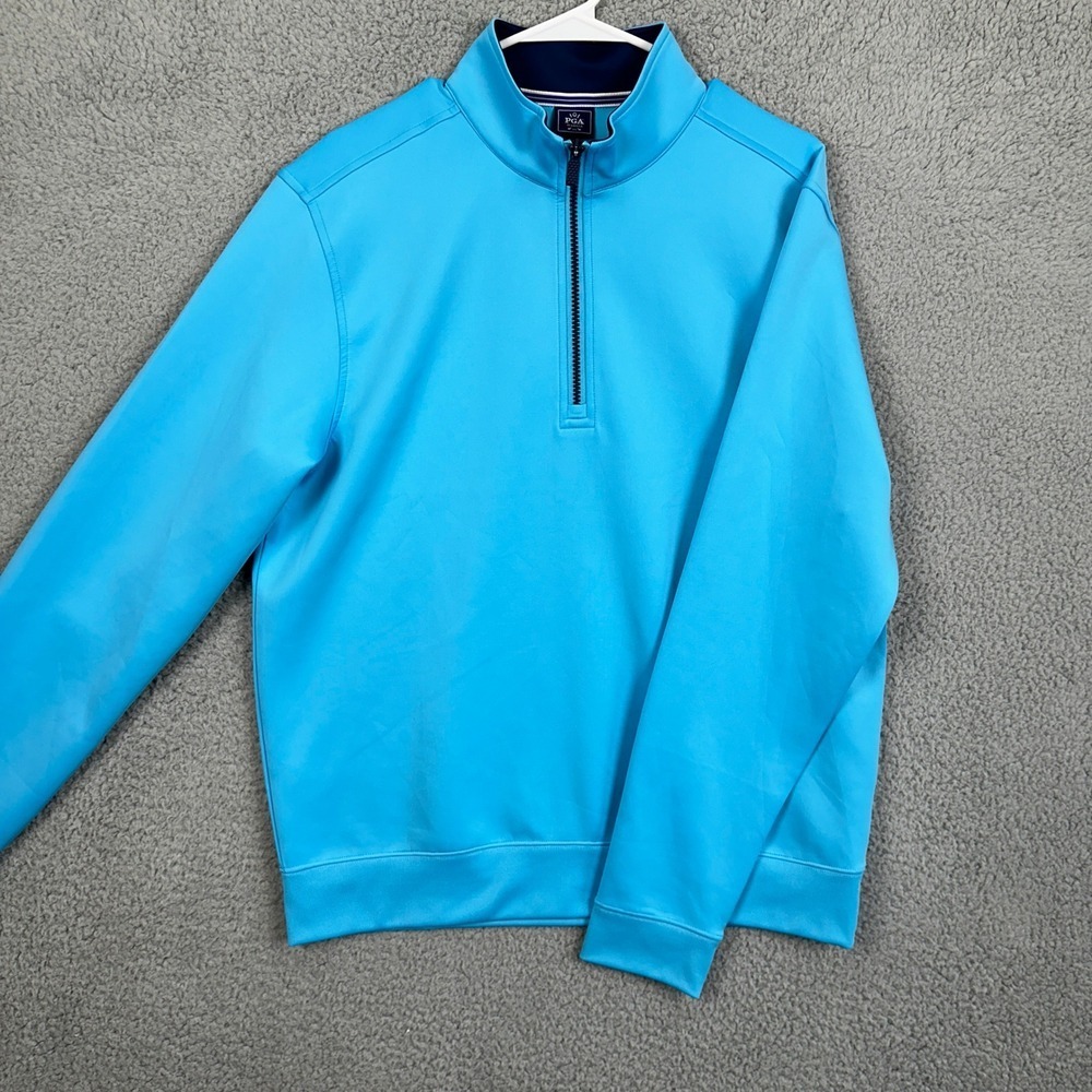 PGA Of America Jacket Pullover Mens Medium Blue Quarter Zip Stretch Long Sleeve